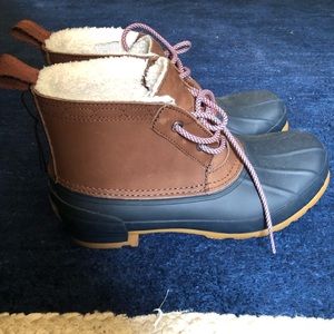 Hunter short faux-shearling two-tone rain boots